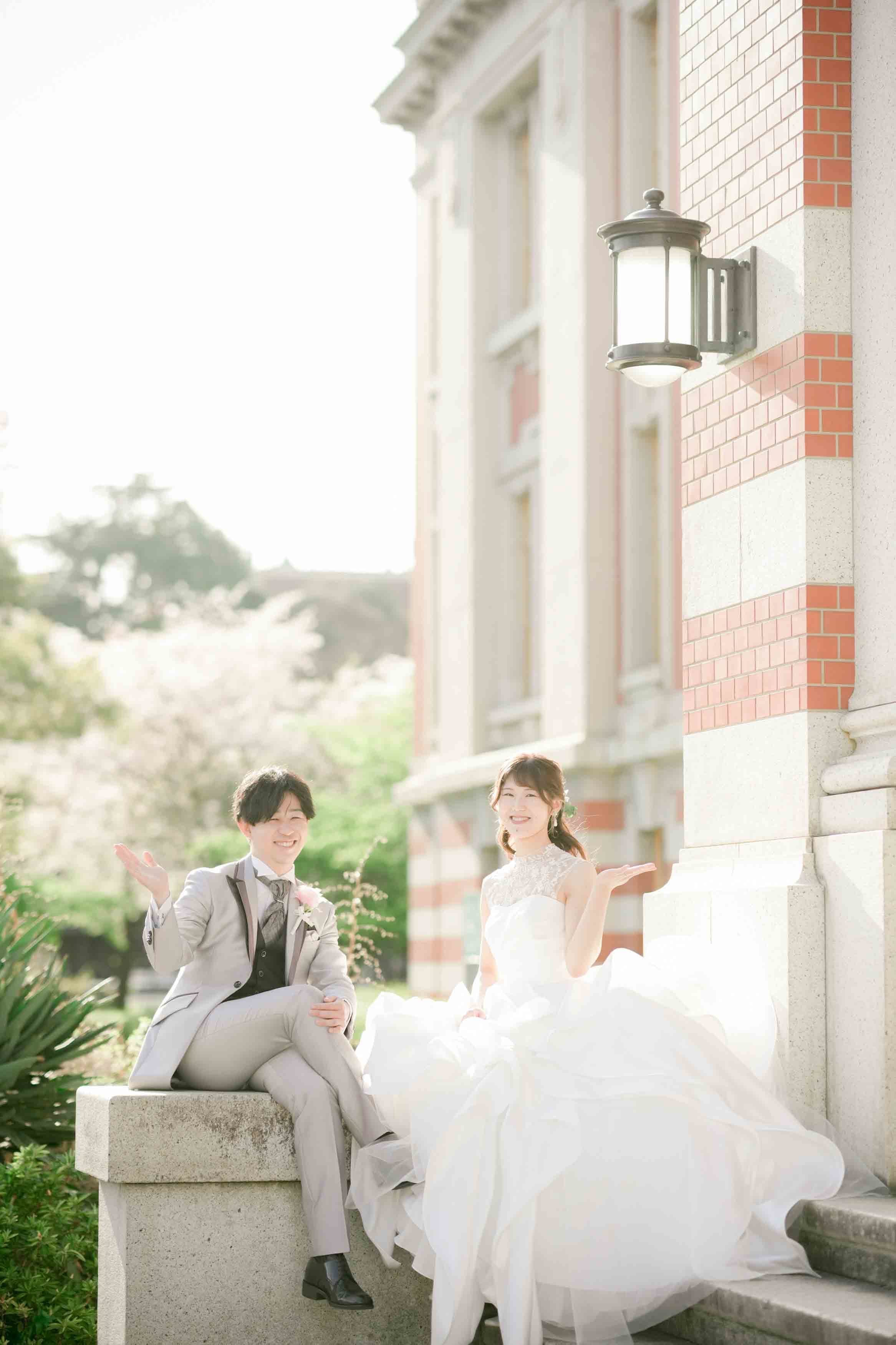 "名古屋 ロケーション前撮り ウェディングフォト 自然な笑顔"