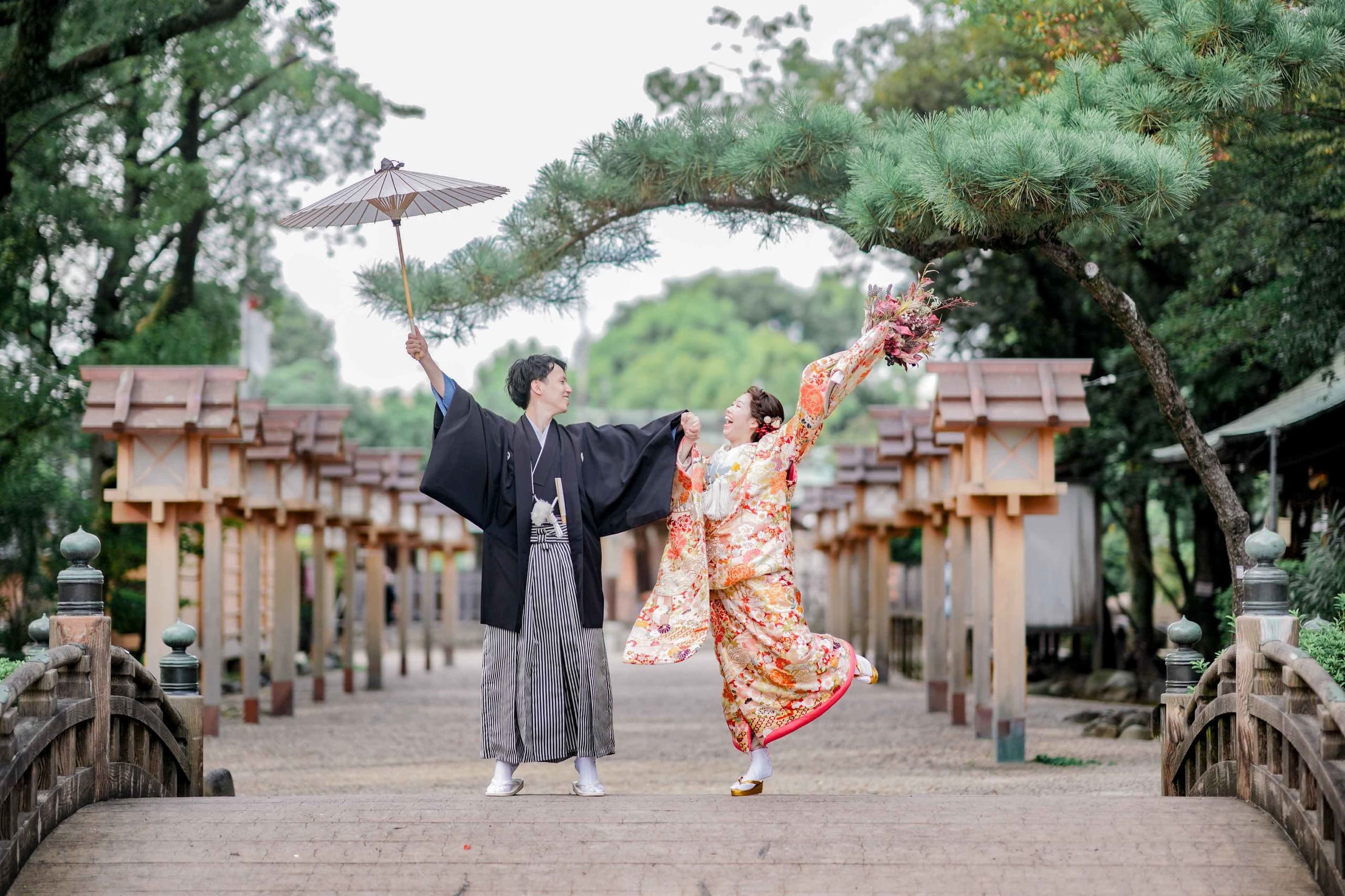 alt="名古屋で和装前撮りするカップル"